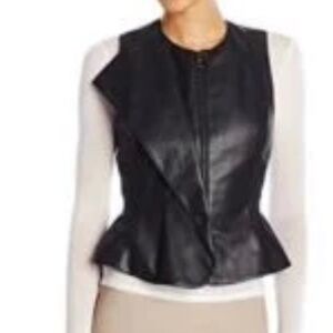 BCBG MAX AZRIA LIU Black Leather Vest 100% Lamb  Sz Medium